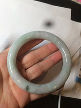 Load image into Gallery viewer, 60mm Certified Type A 100% Natural sunny green/white/purple chubby round cut Jadeite Jade bangle BF3-0028
