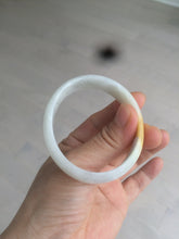 Load image into Gallery viewer, 50mm Certified Type A 100% Natural yellow/white oval shape Jadeite Jade bangle AY16-0762