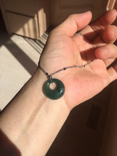 Load image into Gallery viewer, 100% natural Type A dark green blue gray Guatemala jadeite safety Guardian ring pendant PD12