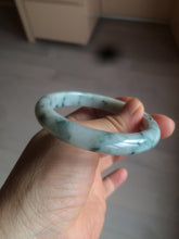 Load image into Gallery viewer, 55.5mm certificated Type A 100% Natural light green/white with green floating flowers Jadeite Jade bangle AM82-1632