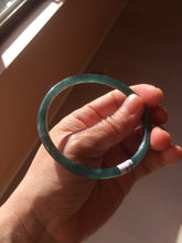 Load image into Gallery viewer, 59.5mm Certified Type A 100% Natural dark green/blue/gray Guatemala slim round cut Jadeite bangle PD177-2483