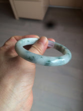 Load image into Gallery viewer, 55.5mm certificated Type A 100% Natural light green/white with green floating flowers Jadeite Jade bangle AM82-1632