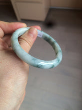 Load image into Gallery viewer, 55.5mm certificated Type A 100% Natural light green/white with green floating flowers Jadeite Jade bangle AM82-1632
