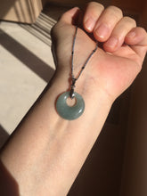 Load image into Gallery viewer, 100% natural Type A dark green blue gray Guatemala jadeite safety Guardian ring pendant PD12