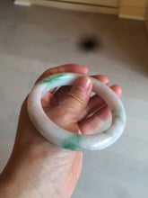 Load image into Gallery viewer, 60mm certified 100% natural type A sunny green white  jadeite jade bangle BH31-5424