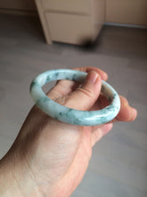 Load image into Gallery viewer, 55.5mm certificated Type A 100% Natural light green/white with green floating flowers Jadeite Jade bangle AM82-1632