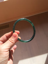 Load image into Gallery viewer, 61mm Certified Type A 100% Natural dark green/blue/gray Guatemala slim round cut Jadeite bangle PD176-2495