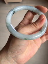 Load image into Gallery viewer, 57.5mm Certified Type A 100% Natural icy watery light green with green floating flowers round cut Jadeite Jade bangle AM95-2726