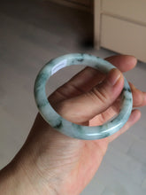 Load image into Gallery viewer, 55.5mm certificated Type A 100% Natural light green/white with green floating flowers Jadeite Jade bangle AM82-1632