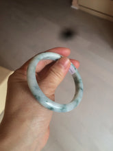 Load image into Gallery viewer, 55.5mm certificated Type A 100% Natural light green/white with green floating flowers Jadeite Jade bangle AM82-1632