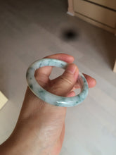 Load image into Gallery viewer, 55.5mm certificated Type A 100% Natural light green/white with green floating flowers Jadeite Jade bangle AM82-1632