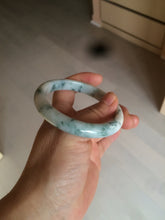 Load image into Gallery viewer, 55.5mm certificated Type A 100% Natural light green/white with green floating flowers Jadeite Jade bangle AM82-1632