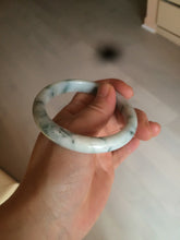 Load image into Gallery viewer, 55.5mm certificated Type A 100% Natural light green/white with green floating flowers Jadeite Jade bangle AM82-1632