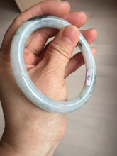 Load image into Gallery viewer, 57.5mm Certified Type A 100% Natural icy watery light green with green floating flowers round cut Jadeite Jade bangle AM95-2726