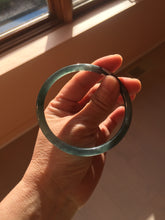 Load image into Gallery viewer, 61mm Certified Type A 100% Natural dark green/blue/gray Guatemala slim round cut Jadeite bangle PD175-2496