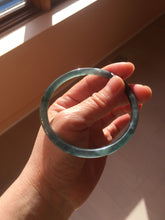 Load image into Gallery viewer, 61mm Certified Type A 100% Natural dark green/blue/gray Guatemala slim round cut Jadeite bangle PD175-2496