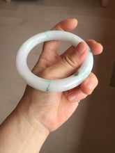 Load image into Gallery viewer, 60mm certified 100% natural light green/white/purple chubby round cut jadeite jade bangle BS40-8569