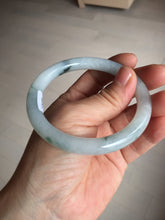 Load image into Gallery viewer, 57.5mm Certified Type A 100% Natural icy watery light green with green floating flowers round cut Jadeite Jade bangle AM95-2726