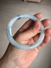 Load image into Gallery viewer, 57.5mm Certified Type A 100% Natural icy watery light green with green floating flowers round cut Jadeite Jade bangle AM95-2726