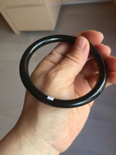 Load image into Gallery viewer, 62mm 100% Natural dark green/black meteorite Stellar Night sky slim round cut nephrite bangle HF111-1265