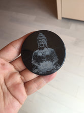 Load image into Gallery viewer, 100% natural black jadeite jade(Wuji, 乌鸡)  Guanyin (观音) safe and sound pendant/worry stone/decor BM38