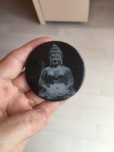 Load image into Gallery viewer, 100% natural black jadeite jade(Wuji, 乌鸡)  Guanyin (观音) safe and sound pendant/worry stone/decor BM38