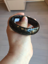 Load image into Gallery viewer, 59mm 100% Natural dark green/black meteorite Stellar Night sky nephrite Jade bangle HF94-1030