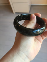 Load image into Gallery viewer, 59mm 100% Natural dark green/black meteorite Stellar Night sky nephrite Jade bangle HF94-1030