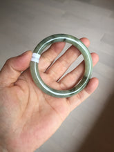 Load image into Gallery viewer, 54.5mm Certified type A 100% Natural light green dark green floating seaweed slim round cut Jadeite bangle PC59-6609