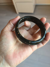Load image into Gallery viewer, 59mm 100% Natural dark green/black meteorite Stellar Night sky nephrite Jade bangle HF94-1030
