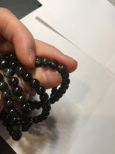 Load image into Gallery viewer, 5.5-6mm 100% natural type A dark green/black jadeite jade beads bracelet group BL132
