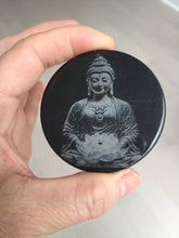 Load image into Gallery viewer, 100% natural black jadeite jade(Wuji, 乌鸡)  Guanyin (观音) safe and sound pendant/worry stone/decor BM38