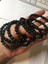 Load image into Gallery viewer, 5.5-6mm 100% natural type A dark green/black jadeite jade beads bracelet group BL132