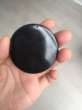 Load image into Gallery viewer, 100% natural black jadeite jade(Wuji, 乌鸡)  Guanyin (观音) safe and sound pendant/worry stone/decor BM38