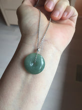 Load image into Gallery viewer, 18.5-21mm Type A 100% Natural oily dark green gray Jadeite Jade Safety Guardian Button donuts couple pendant PC131
