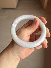 Load image into Gallery viewer, 60.5mm certified 100% natural light green/white/purple chubby round cut jadeite jade bangle BS39-8572