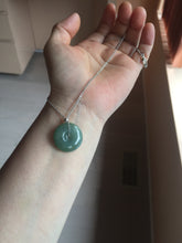 Load image into Gallery viewer, 18.5-21mm Type A 100% Natural oily dark green gray Jadeite Jade Safety Guardian Button donuts couple pendant PC131