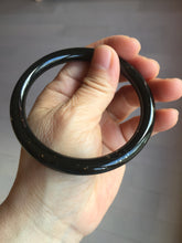 Load image into Gallery viewer, 61.4mm certified 100% Natural dark green/black meteorite Stellar Night sky slim round cut nephrite bangle HF114-1255