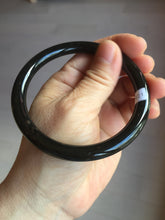 Load image into Gallery viewer, 61.4mm certified 100% Natural dark green/black meteorite Stellar Night sky slim round cut nephrite bangle HF114-1255