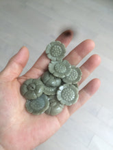Load image into Gallery viewer, 23.3-28mm 100% natural light green/yellow/gray carved sunflower jadeite jade beads (supplies, add-on items) AY42