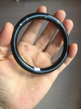Load image into Gallery viewer, 61.4mm certified 100% Natural dark green/black meteorite Stellar Night sky slim round cut nephrite bangle HF114-1255