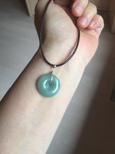 Load image into Gallery viewer, 18.5-21mm Type A 100% Natural oily dark green gray Jadeite Jade Safety Guardian Button donuts couple pendant PC131