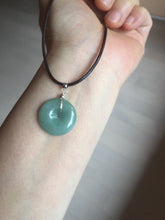 Load image into Gallery viewer, 18.5-21mm Type A 100% Natural oily dark green gray Jadeite Jade Safety Guardian Button donuts couple pendant PC131