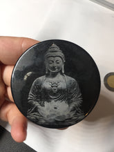 Load image into Gallery viewer, 100% natural black jadeite jade(Wuji, 乌鸡)  Guanyin (观音) safe and sound pendant/worry stone/decor BM38