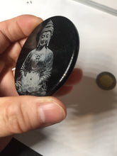 Load image into Gallery viewer, 100% natural black jadeite jade(Wuji, 乌鸡)  Guanyin (观音) safe and sound pendant/worry stone/decor BM38