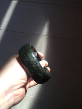 Load image into Gallery viewer, 61mm 100% Natural dark green/black meteorite Stellar Night sky broad style nephrite Jade bangle HF92-1032
