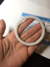 Load image into Gallery viewer, 54.5mm certified 100% natural Type A white/sunny green round cut jadeite jade bangle BL50-3524