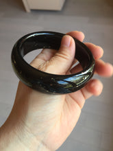 Load image into Gallery viewer, 58mm 100% Natural dark green/black meteorite Stellar Night sky broad style nephrite Jade bangle HF116-1263