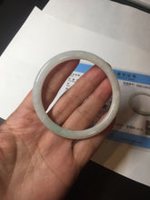 Load image into Gallery viewer, 54.5mm certified 100% natural Type A white/sunny green round cut jadeite jade bangle BL50-3524