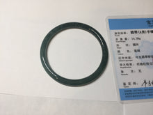 Load image into Gallery viewer, 55mm Certified Type A 100% Natural dark green/blue/gray Guatemala slim round cut Jadeite bangle PD18-4450